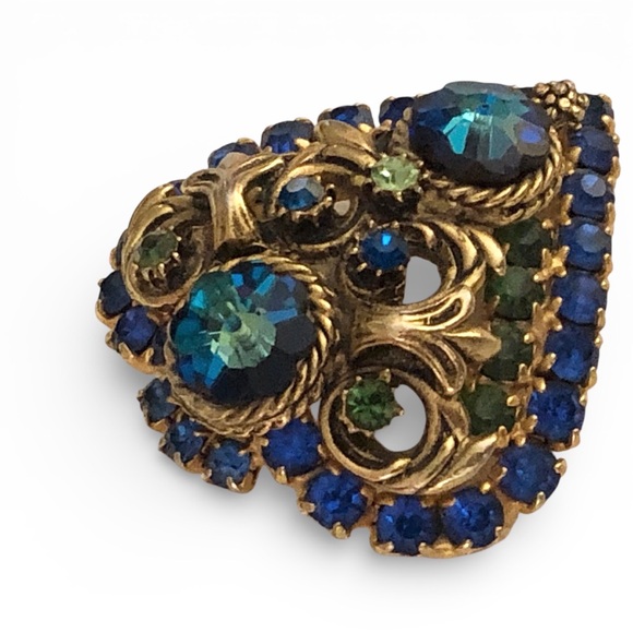 Vintage Rivoli Rhinestone Heart Brooch - Picture 4 of 7